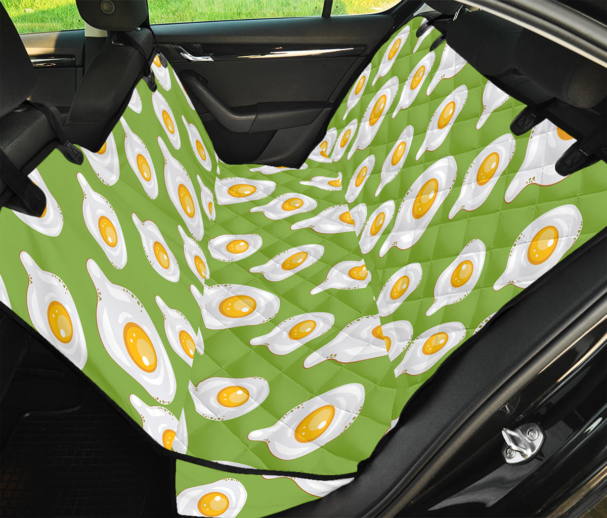 Lime Green Fried Eggs Pattern Print Pet Car Back Seat Cover