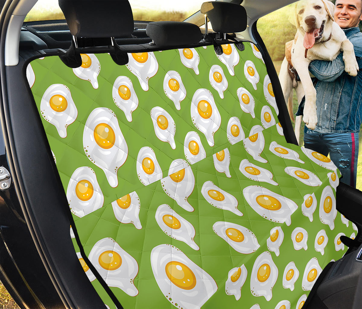 Lime Green Fried Eggs Pattern Print Pet Car Back Seat Cover