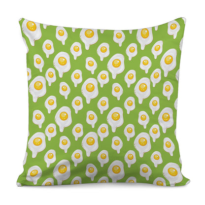 Lime Green Fried Eggs Pattern Print Pillow Cover