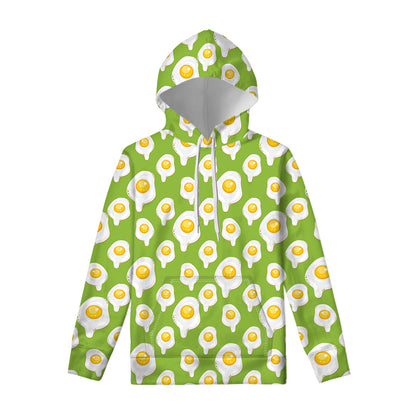 Lime Green Fried Eggs Pattern Print Pullover Hoodie