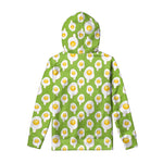 Lime Green Fried Eggs Pattern Print Pullover Hoodie