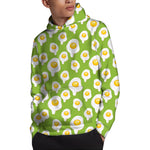 Lime Green Fried Eggs Pattern Print Pullover Hoodie
