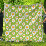 Lime Green Fried Eggs Pattern Print Quilt