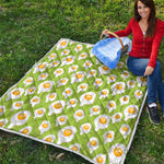 Lime Green Fried Eggs Pattern Print Quilt
