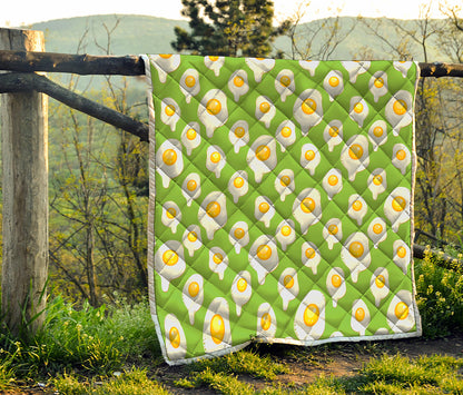 Lime Green Fried Eggs Pattern Print Quilt