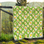 Lime Green Fried Eggs Pattern Print Quilt