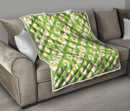 Lime Green Fried Eggs Pattern Print Quilt
