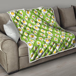 Lime Green Fried Eggs Pattern Print Quilt