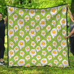 Lime Green Fried Eggs Pattern Print Quilt