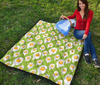 Lime Green Fried Eggs Pattern Print Quilt