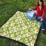 Lime Green Fried Eggs Pattern Print Quilt