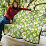Lime Green Fried Eggs Pattern Print Quilt