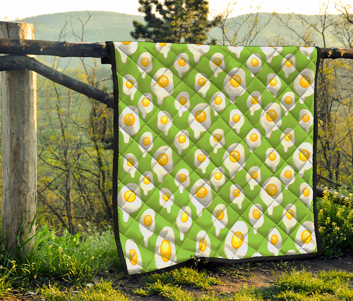 Lime Green Fried Eggs Pattern Print Quilt