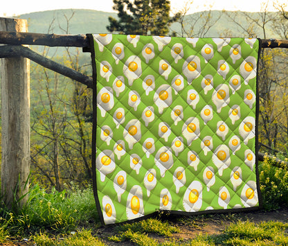 Lime Green Fried Eggs Pattern Print Quilt