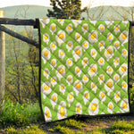 Lime Green Fried Eggs Pattern Print Quilt