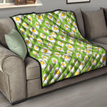 Lime Green Fried Eggs Pattern Print Quilt