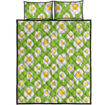 Lime Green Fried Eggs Pattern Print Quilt Bed Set