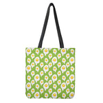 Lime Green Fried Eggs Pattern Print Tote Bag