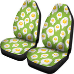 Lime Green Fried Eggs Pattern Print Universal Fit Car Seat Covers