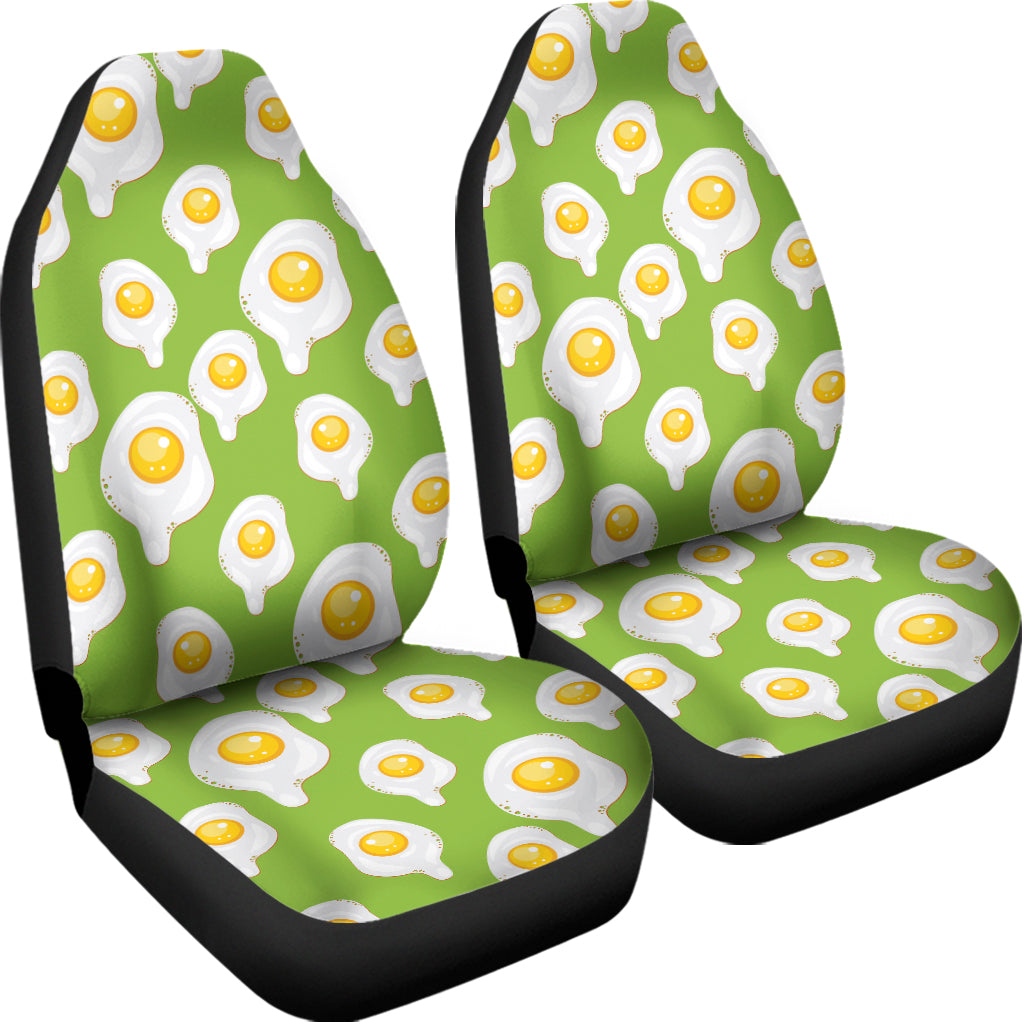 Lime Green Fried Eggs Pattern Print Universal Fit Car Seat Covers