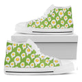 Lime Green Fried Eggs Pattern Print White High Top Sneakers
