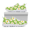 Lime Green Fried Eggs Pattern Print White Running Shoes