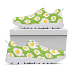 Lime Green Fried Eggs Pattern Print White Sneakers