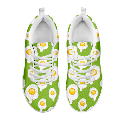 Lime Green Fried Eggs Pattern Print White Sneakers