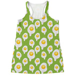 Lime Green Fried Eggs Pattern Print Women's Racerback Tank Top
