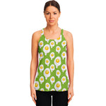 Lime Green Fried Eggs Pattern Print Women's Racerback Tank Top