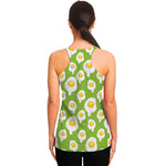 Lime Green Fried Eggs Pattern Print Women's Racerback Tank Top