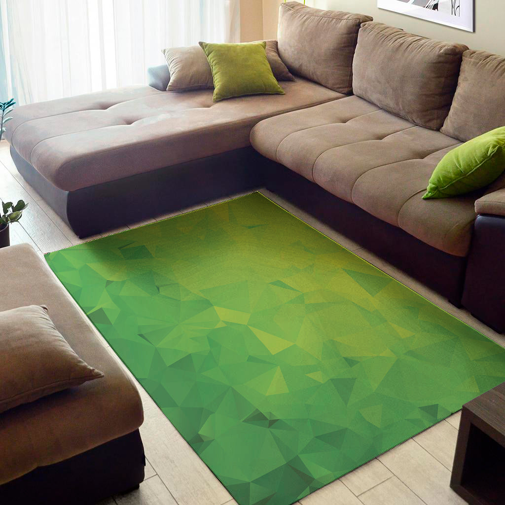Lime Green Polygonal Geometric Print Area Rug
