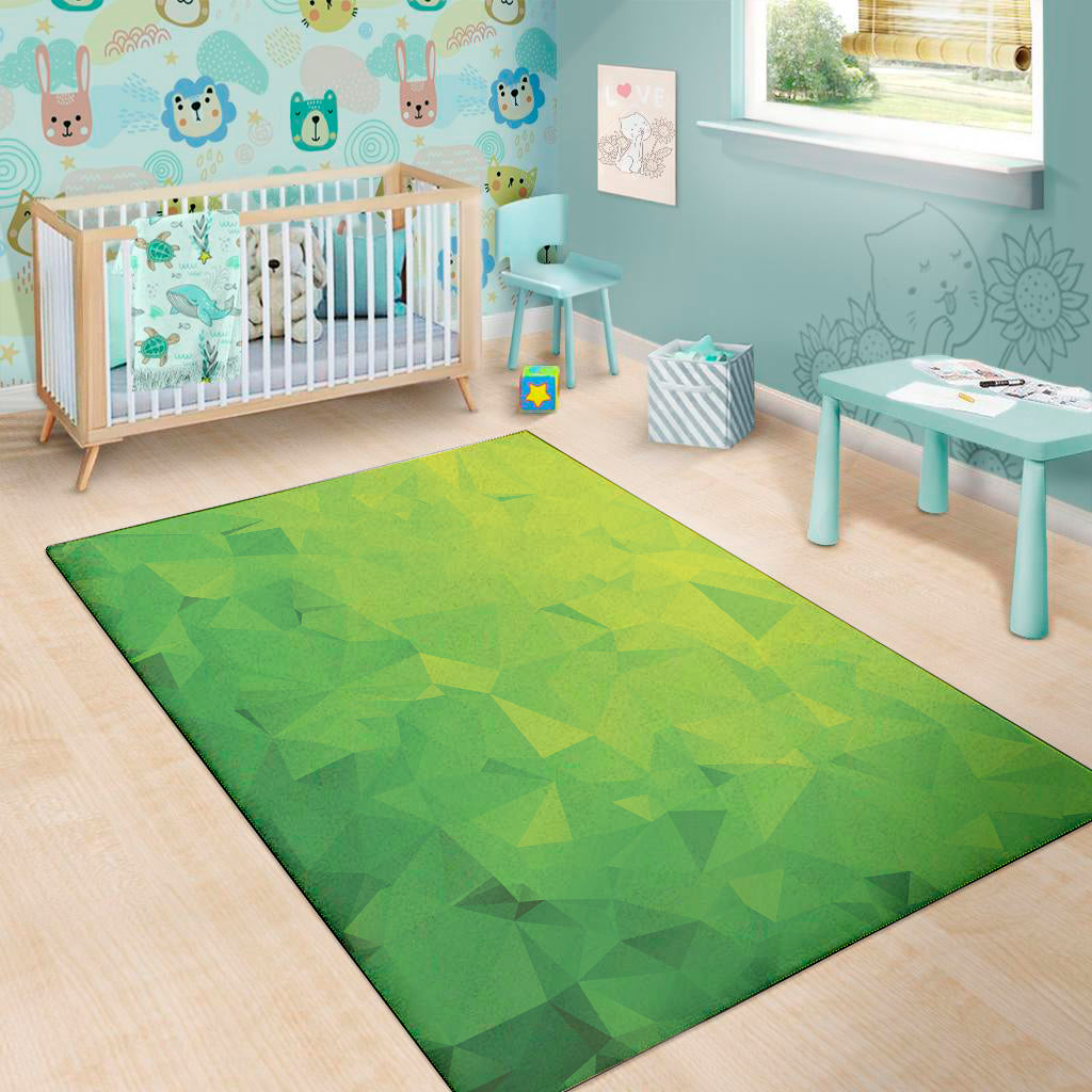 Lime Green Polygonal Geometric Print Area Rug