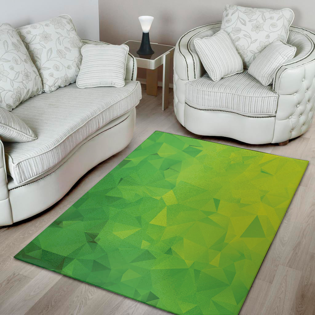 Lime Green Polygonal Geometric Print Area Rug