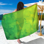 Lime Green Polygonal Geometric Print Beach Sarong Wrap