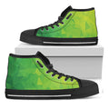 Lime Green Polygonal Geometric Print Black High Top Sneakers