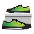 Lime Green Polygonal Geometric Print Black Low Top Sneakers