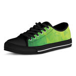 Lime Green Polygonal Geometric Print Black Low Top Shoes