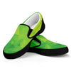 Lime Green Polygonal Geometric Print Black Slip On Shoes