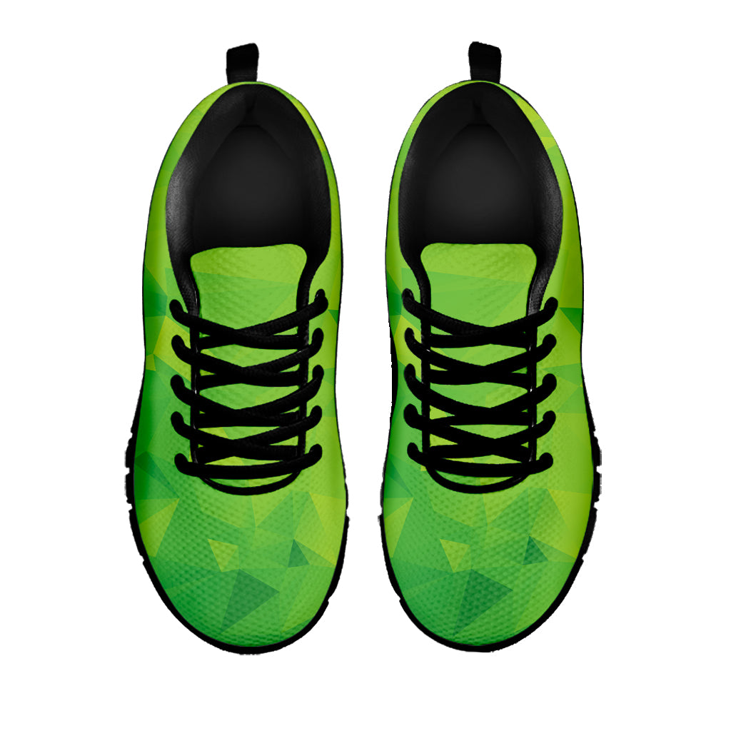 Lime Green Polygonal Geometric Print Black Sneakers
