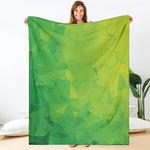 Lime Green Polygonal Geometric Print Blanket