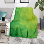Lime Green Polygonal Geometric Print Blanket
