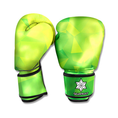 Lime Green Polygonal Geometric Print Boxing Gloves