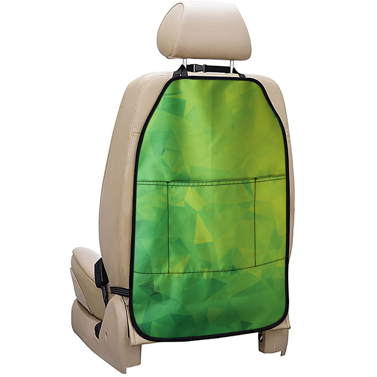 Lime Green Polygonal Geometric Print Car Seat Organizers