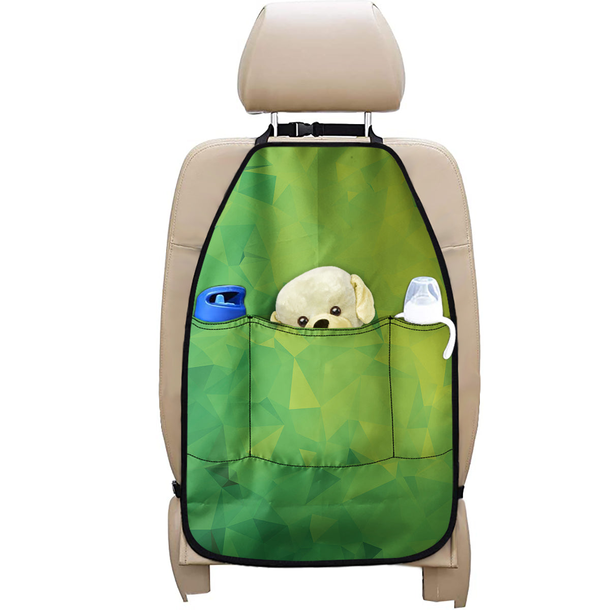 Lime Green Polygonal Geometric Print Car Seat Organizers