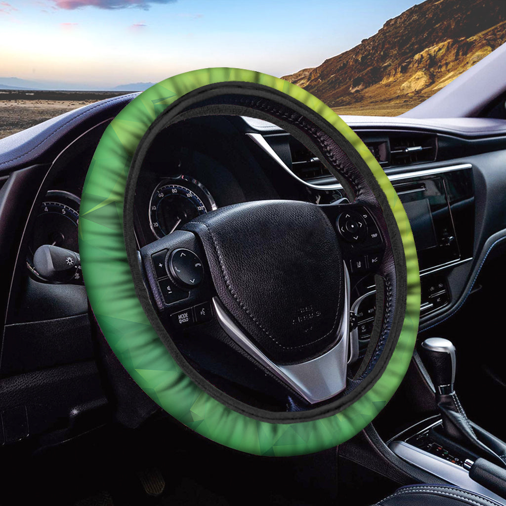 Lime Green Polygonal Geometric Print Car Steering Wheel Cover
