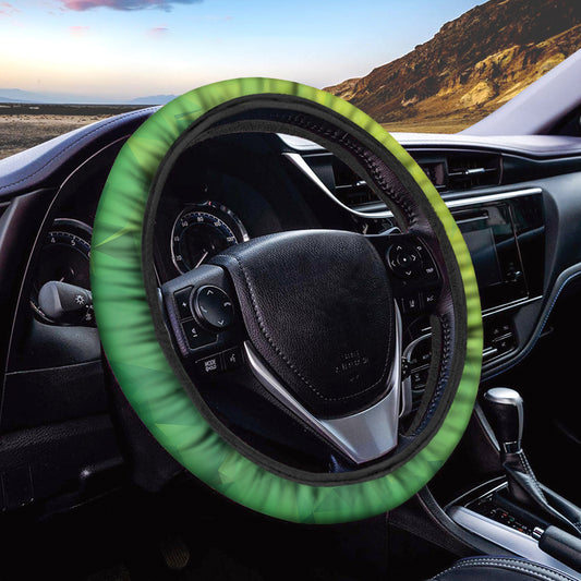 Lime Green Polygonal Geometric Print Car Steering Wheel Cover