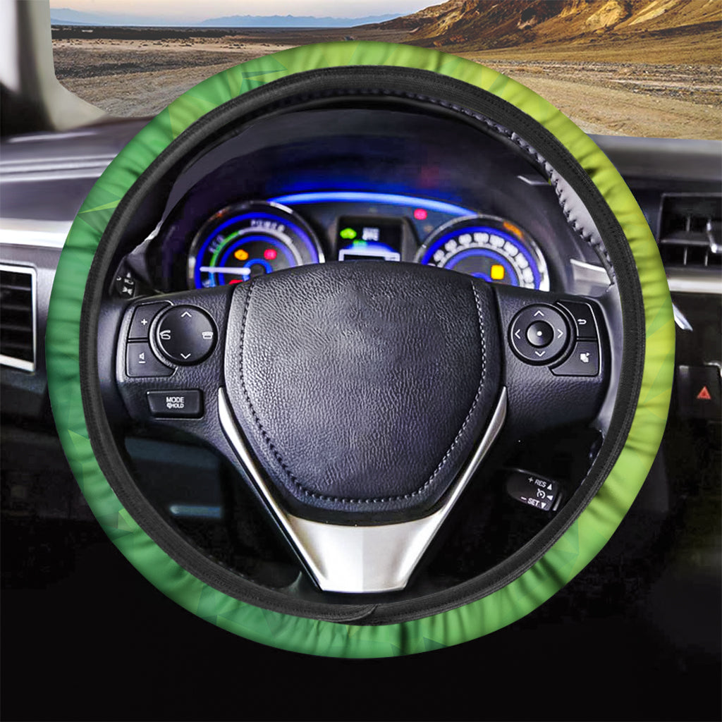 Lime Green Polygonal Geometric Print Car Steering Wheel Cover