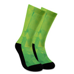 Lime Green Polygonal Geometric Print Crew Socks