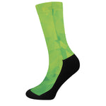 Lime Green Polygonal Geometric Print Crew Socks